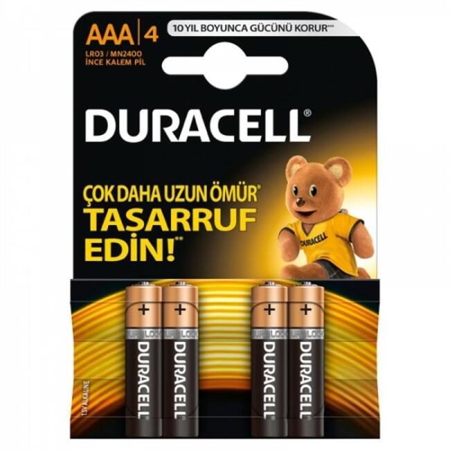 Duracell AAA İnce Kalem Pil - 1.5 Volt - 4 Adet - 1