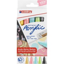 Edding Akrilik Marker Kalem Seti 5’li Pastel Renkler - Edding