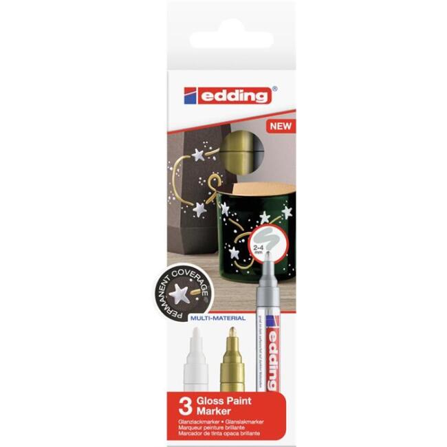 Edding Gloss Paint Marker - 3’lü - 2-4mm - 1