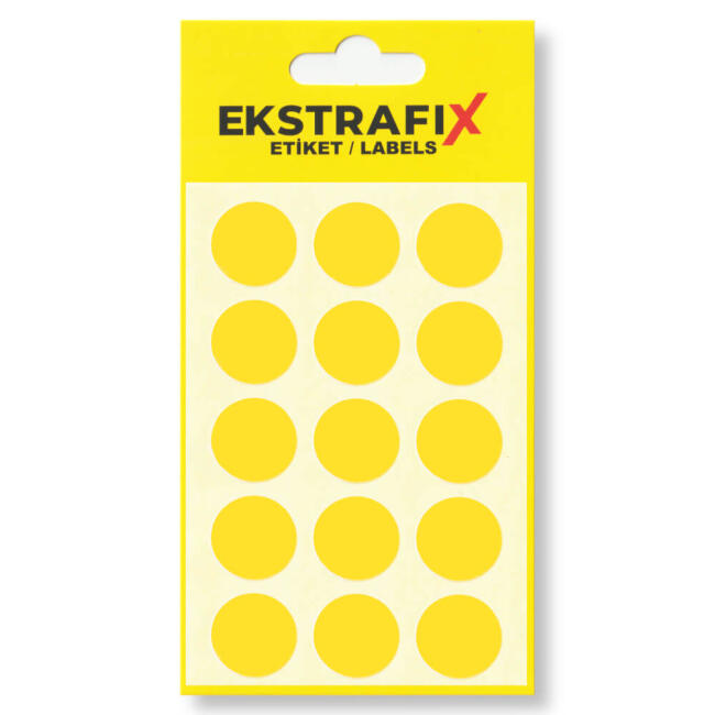 Ekstrafix Yuvarlak Etiket 20 mm 75'li Floresan Sarı RC-003FLS - 1