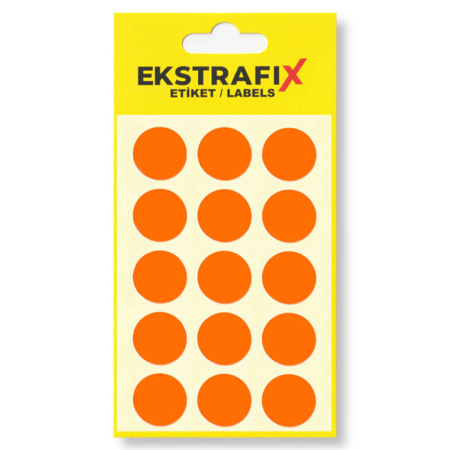 Ekstrafix Yuvarlak Etiket 20 mm 75'li Floresan Turuncu RC-003FLT - 1