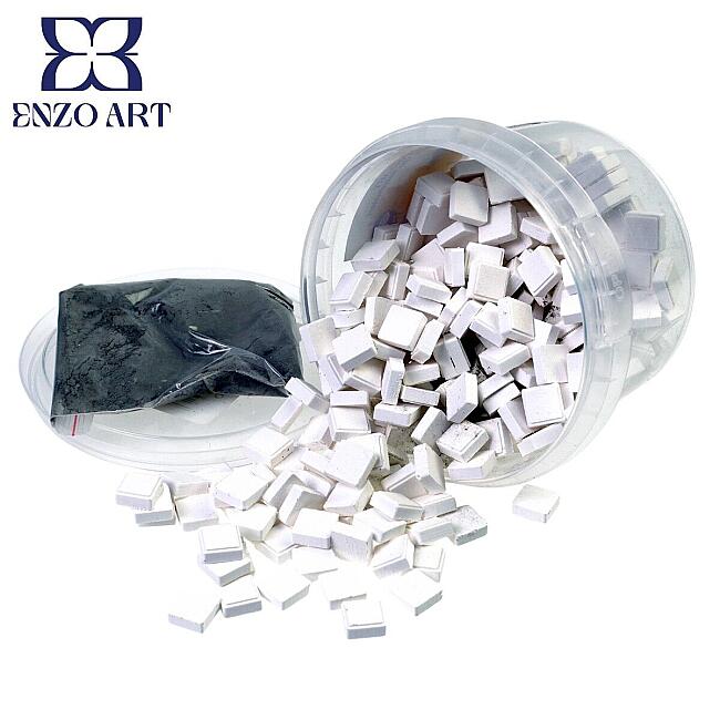 Enzo Art Maket Doğal Mozaik Taşı 1/24 Beyaz 300lü  (E10xB4XD10mm) - 1