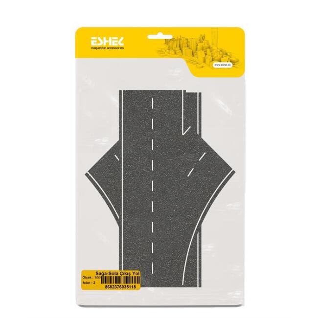 Eshel Maket 1:50 Ölçek Karton Zemin Asfalt Yol Sağa Sola Çıkış - 1