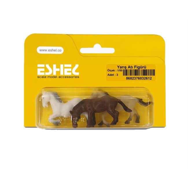 Eshel Maket 1:50 Ölçek Yarış Atı Figürü 3’lü - 1