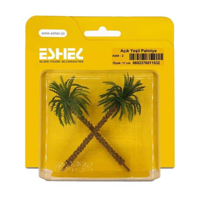 Eshel Maket Ağaç Palmiye Açık Yeşil 11 cm 2’li N:8682376011532 - 1