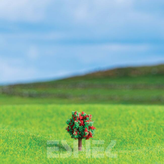 Eshel Maket Kırmızı Çiçekli Bodur Ağaç 6 adet 2.5 cm - 2
