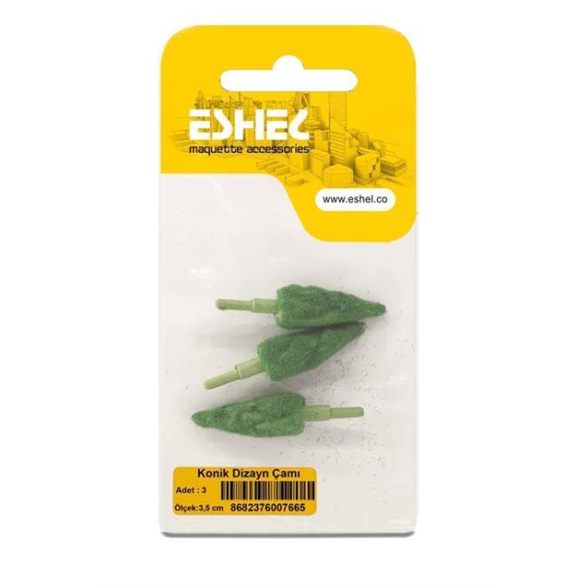 Eshel Maket Konik Dizayn Çam Ağacı 3.5 cm 3’lü - 1