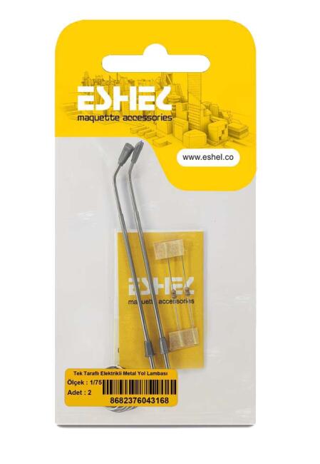 Eshel Maket Tek Taraflı Elektrikli Metal Yol Lambası 1:75 Ölçek 2'li - 1