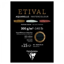 Clairefontaine Etival Rough Soğuk Pres Siyah Sulu Boya Blok A5 300 g 15 Yaprak - Clairefontaine