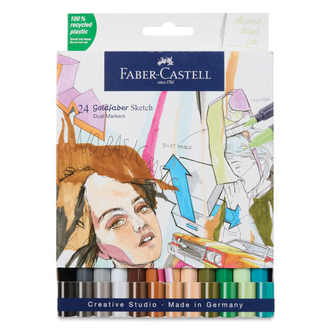 Faber Castell Goldfaber Sketch Çift Taraflı Fırça Uçlu Marker Seti 24'lü 164724 - 1