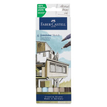 Faber Castell Goldfaber Sketch Çift Taraflı Fırça Uçlu Marker Seti 6lı Architecture Tone 164807 - Faber Castell