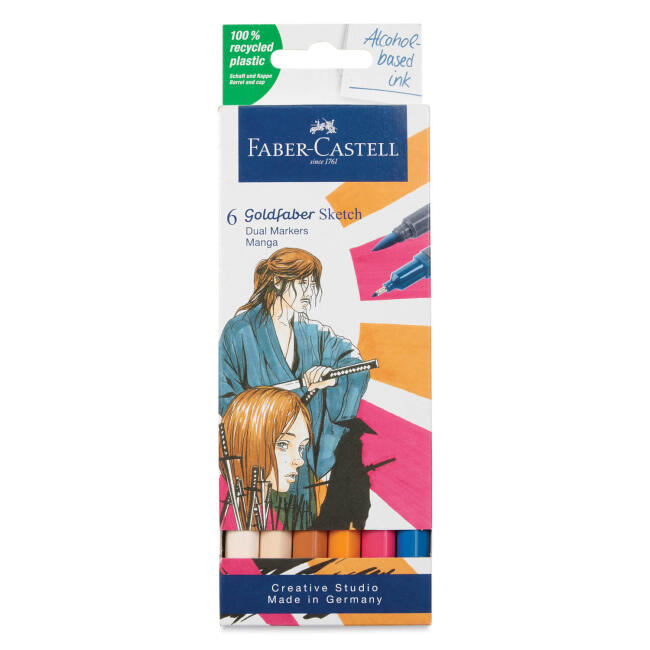 Faber Castell Goldfaber Sketch Çift Taraflı Fırça Uçlu Marker Seti 6lı Manga Tone 164809 - 1