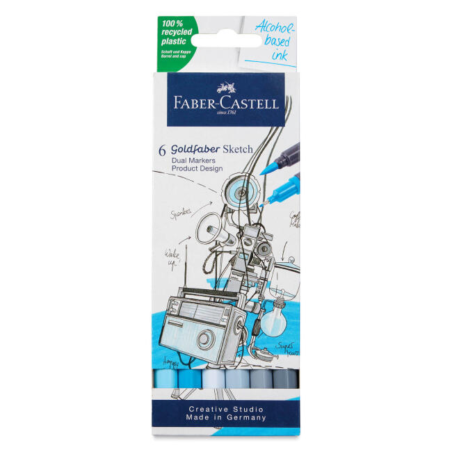 Faber Castell Goldfaber Sketch Çift Taraflı Fırça Uçlu Marker Seti 6lı Product Design Tone 164806 - 1