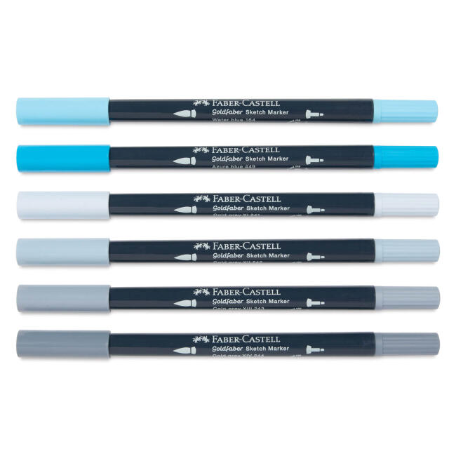 Faber Castell Goldfaber Sketch Çift Taraflı Fırça Uçlu Marker Seti 6lı Product Design Tone 164806 - 3