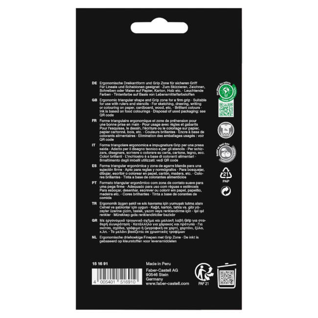 Faber Castell Grip Finepen Fineliner Kalem Seti 0.4 mm 10'lu Basic Renkler 15 16 91 - 2