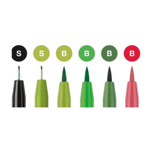 Faber Castell Pitt Artist Pen Kaligrafi Seti Yeşil Tonlar 6 Renk - 1