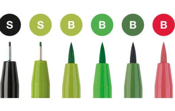 Faber Castell Pitt Artist Pen Kaligrafi Seti Yeşil Tonlar 6 Renk - 2
