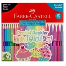 Faber Castell Redline Şeker Gibi Pastel Renkler 10'lu Kuruboya ve 10'lu Comfort Keçeli Kalem Seti 5178 000 107 - 1