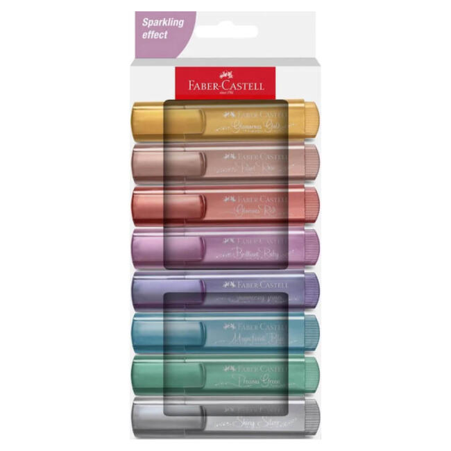 Faber Castell Textliner 46 Sparkling Effect Metalik Fosforlu Kalem Seti 8'li 25 46 78 - 1