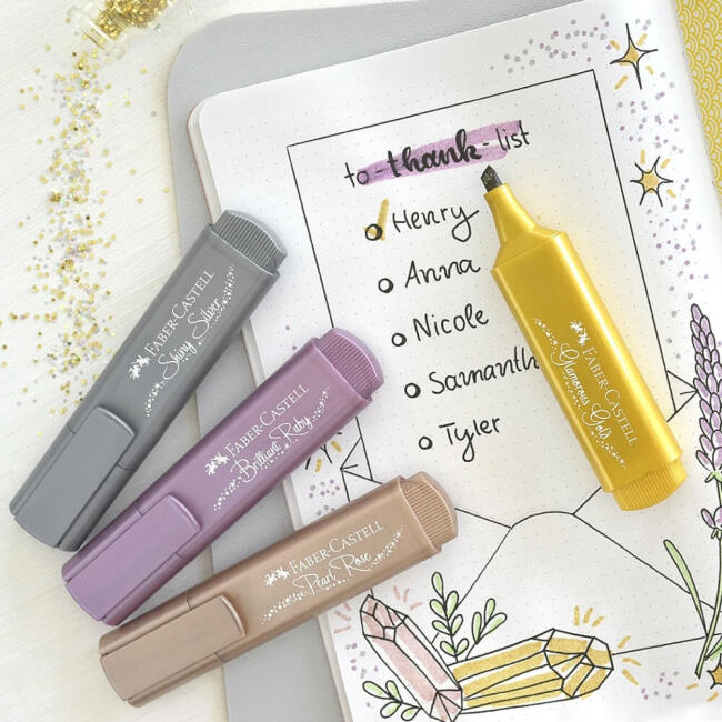 Faber Castell Textliner 46 Sparkling Effect Metalik Fosforlu Kalem Seti 8'li 25 46 78 - 3