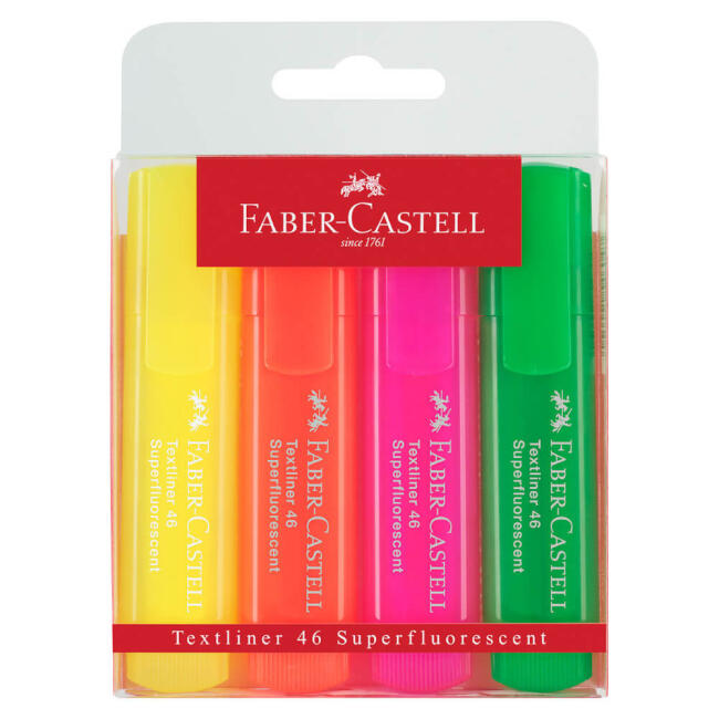 Faber Castell Textliner 46 Superflourescent Fosforlu Kalem Seti 4'lü 15 46 04 - 1