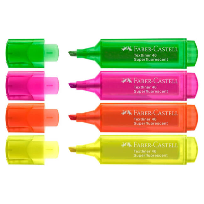 Faber Castell Textliner 46 Superflourescent Fosforlu Kalem Seti 4'lü 15 46 04 - 2