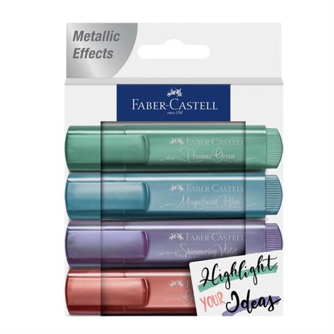 Faber Castell Textliner Fosforlu Kalem Seti - 4 Metalik Renk - 1