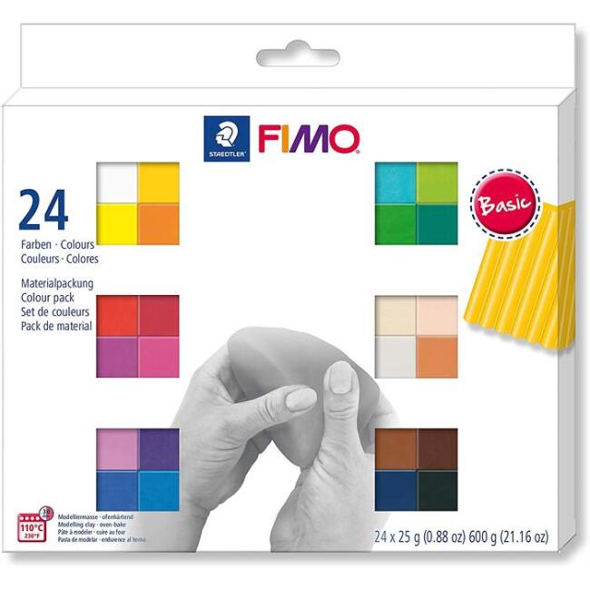 Fimo 8023 C24-1 Set Modelleme Kili  Soft  Multı Pack 25 gr 24 Blok Basıc Colours Ana Renkler - 1