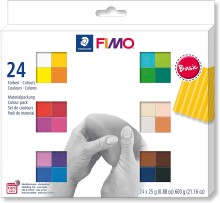 Fimo 8023 C24-1 Set Modelleme Kili  Soft  Multı Pack 25 gr 24 Blok Basıc Colours Ana Renkler - FİMO (1)