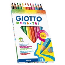 Giotto Mega-Tri Üçgen Kuru Boya Kalemi 12 Renk - 1