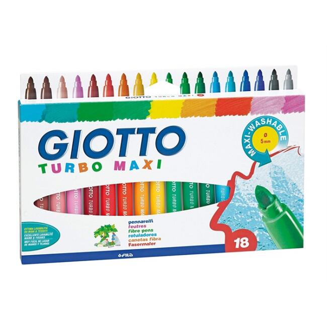 Giotto Turbo Maxi Keçeli Kalem Seti 18 Renk 5mm - 1