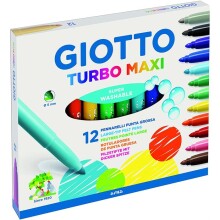 Giotto Turbo Maxi Yıkanabilir Keçeli Kalem Seti 12 Renk 5mm - 1