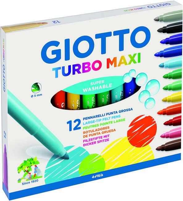 Giotto Turbo Maxi Yıkanabilir Keçeli Kalem Seti 12 Renk 5mm - 3