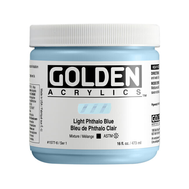 Golden Heavy Body Akrilik Boya 473 ml Seri 1 Light Phthalo Blue 1577 - 1