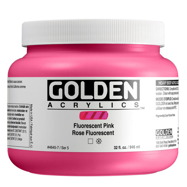 Golden Heavy Body Akrilik Boya 473 ml Seri 5 Fluorescent Pink 4645 - 1