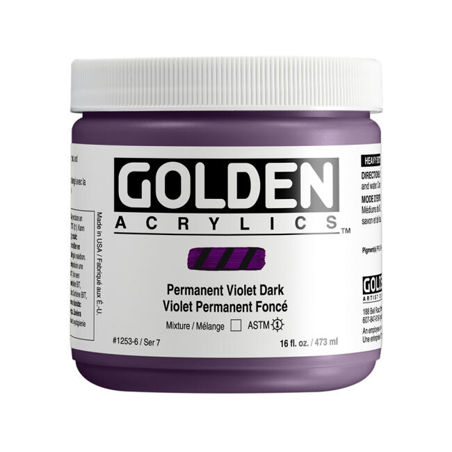 Golden Heavy Body Akrilik Boya 473 ml Seri 7 Permanent Violet Dark 1253 - 1