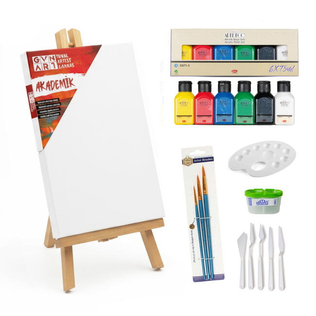 Gvn Art Masaüstü Şövaleli Akrilik Boya Seti 75 ml 7 Parça - 1