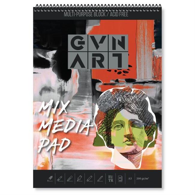 Gvn Art Mix Media Çok Amaçlı Sanatsal Blok Defter 200 g A3 20 Yaprak - 1