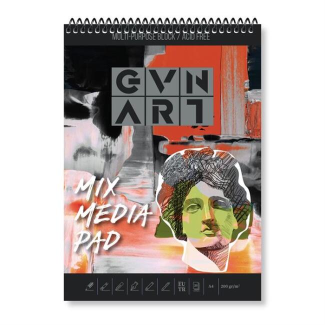 Gvn Art Mix Media Çok Amaçlı Sanatsal Blok Defter 200 g A4 20 Yaprak - 1