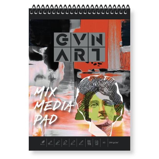 Gvn Art Mix Media Çok Amaçlı Sanatsal Blok Defter 200 g A5 20 Yaprak - 1