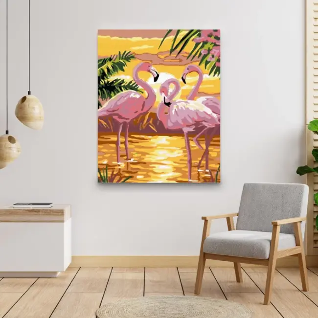 Gvn Art Sayılarla Boyama Tuval 40x50 cm Flamingo Ailesi - 3