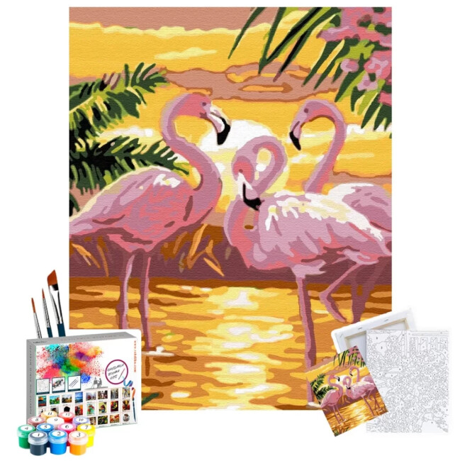 Gvn Art Sayılarla Boyama Tuval 40x50 cm Flamingo Ailesi - Gvn Art