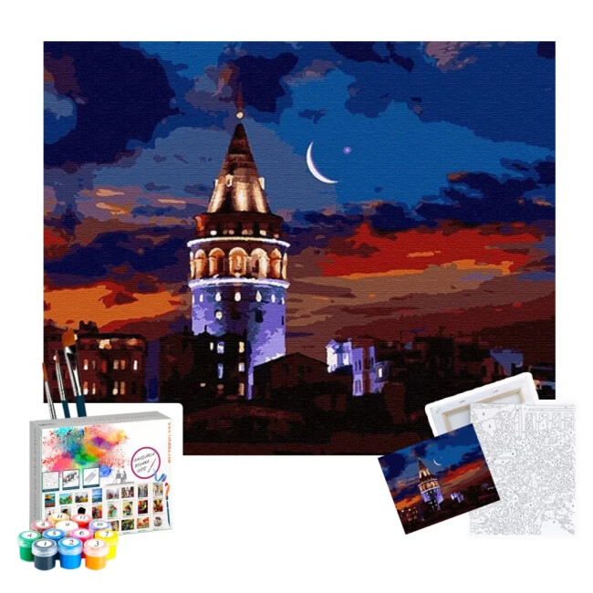 Gvn Art Sayılarla Boyama Tuval 40x50 cm Galata Kulesi - Gvn Art