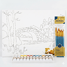 Gvn Art Yağlı Boya Desenli Pres Tuval 30x40 cm Bridge Seti ST27 - Gvn Art
