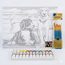 Gvn Art Yağlı Boya Desenli Pres Tuval 30x40 cm Dogs ST22 - Gvn Art