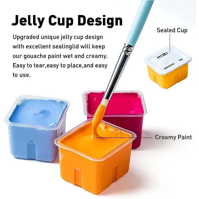 HIMI Jelly Cup Gouache Set - 18 Renk 30 gr (Green Case Edition) H-TBT34 - 5
