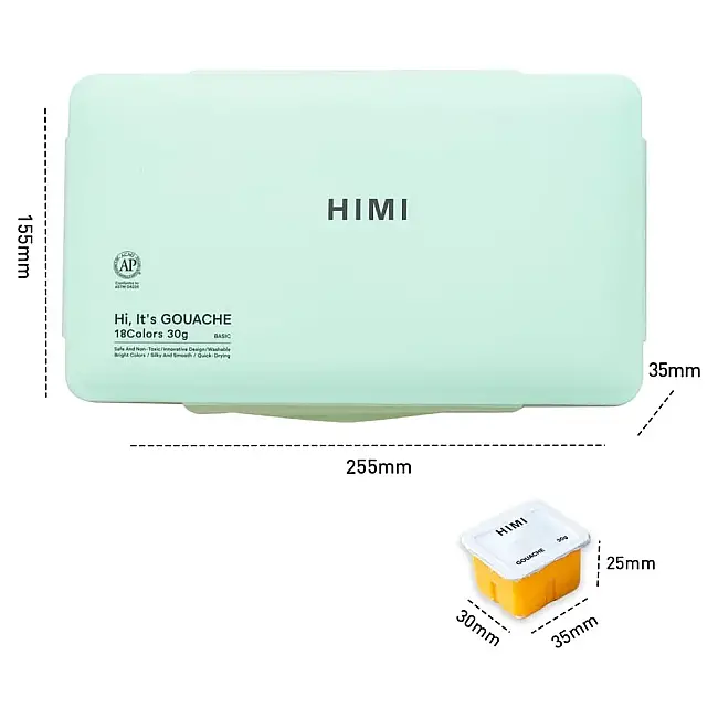 HIMI Jelly Cup Gouache Set - 18 Renk 30 gr (Green Case Edition) H-TBT34 - 4