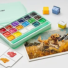 HIMI Jelly Cup Gouache Set - 18 Renk 30 gr (Green Case Edition) H-TBT34 - HIMI (1)
