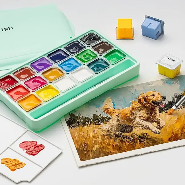 HIMI Jelly Cup Gouache Set - 18 Renk 30 gr (Green Case Edition) H-TBT34 - 2