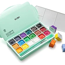HIMI Jelly Cup Gouache Set - 18 Renk 30 gr (Green Case Edition) H-TBT34 - 1